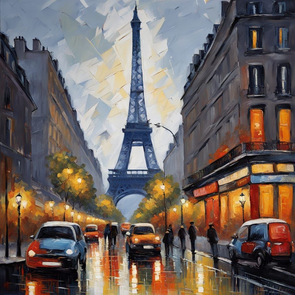 Eiffel Tower in Paris: Neo-Impressionist Oil Painting