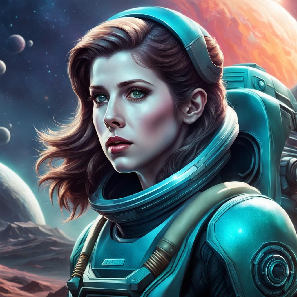 Anna Kendrick in 1950s Sci-Fi Art Style
