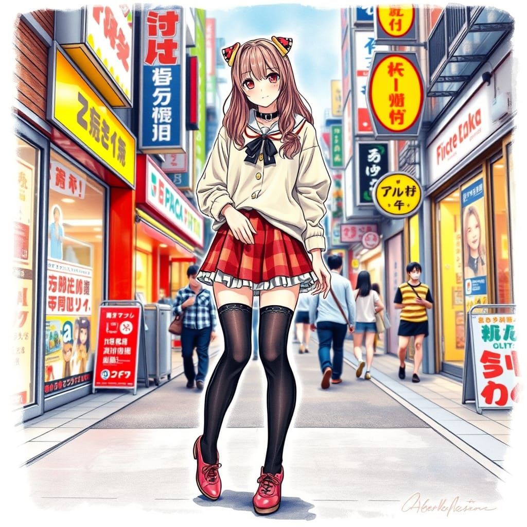 Harajuku Fashion Sketch in Decora Kei Style