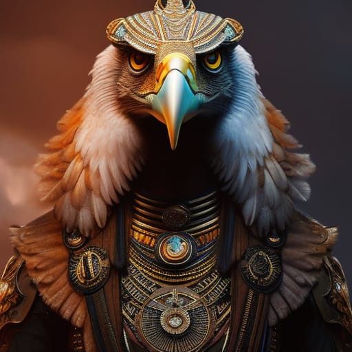 Hyperrealistic Eagle Pharaoh in Fantasy Art Style
