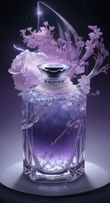 Ethereal Lunar Veil Perfume Bottle in Hyperrealistic Splash ...