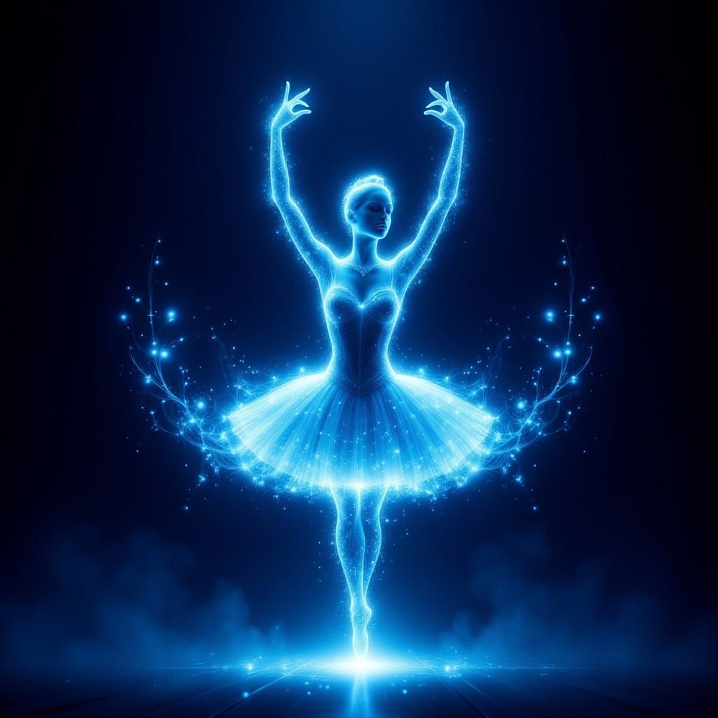 Ballerina of Blue Light Explosion Digital Art