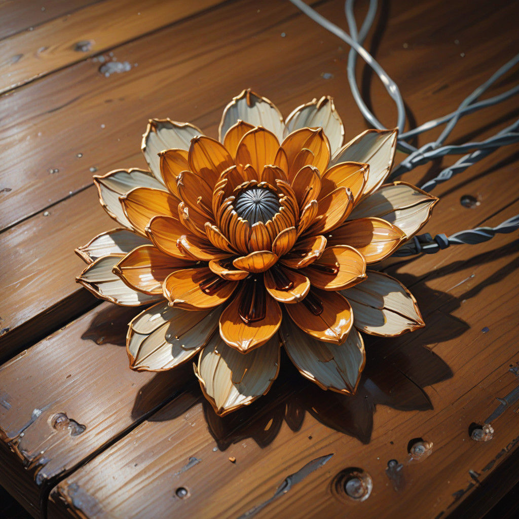 Vibrant Copper Bloom in Impressionist Style Still Life