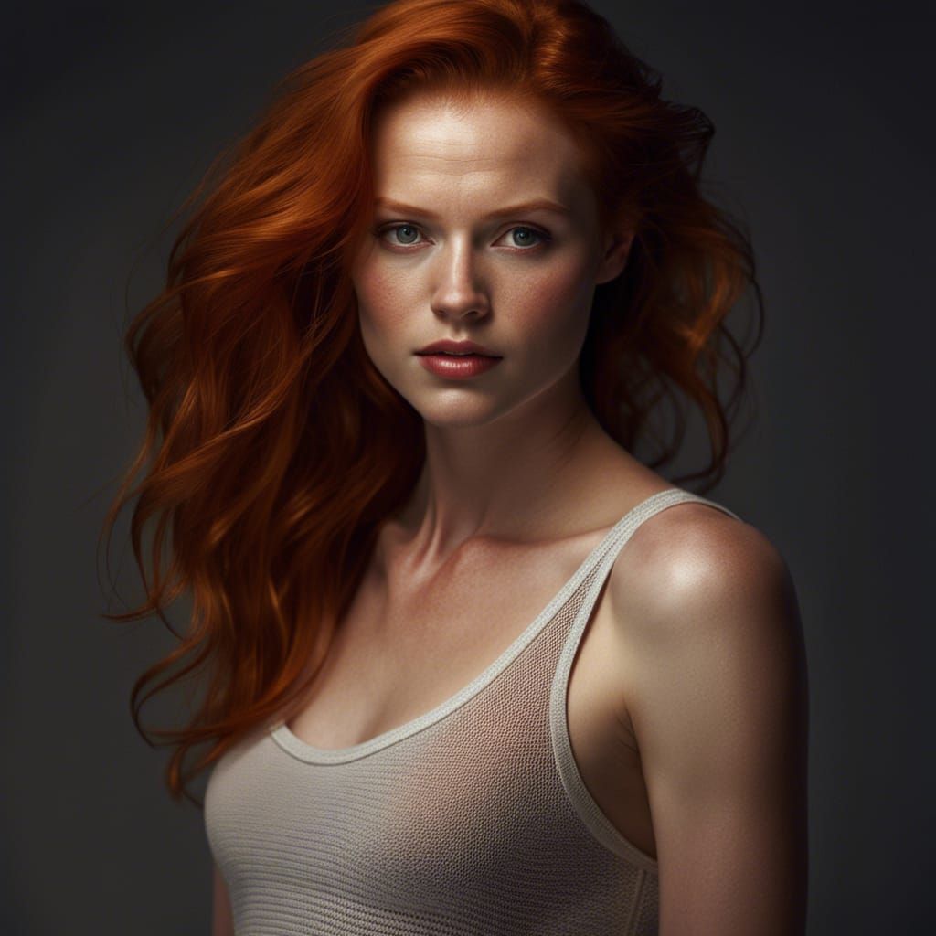 Curvy Redhead with Freckles and Tanlines