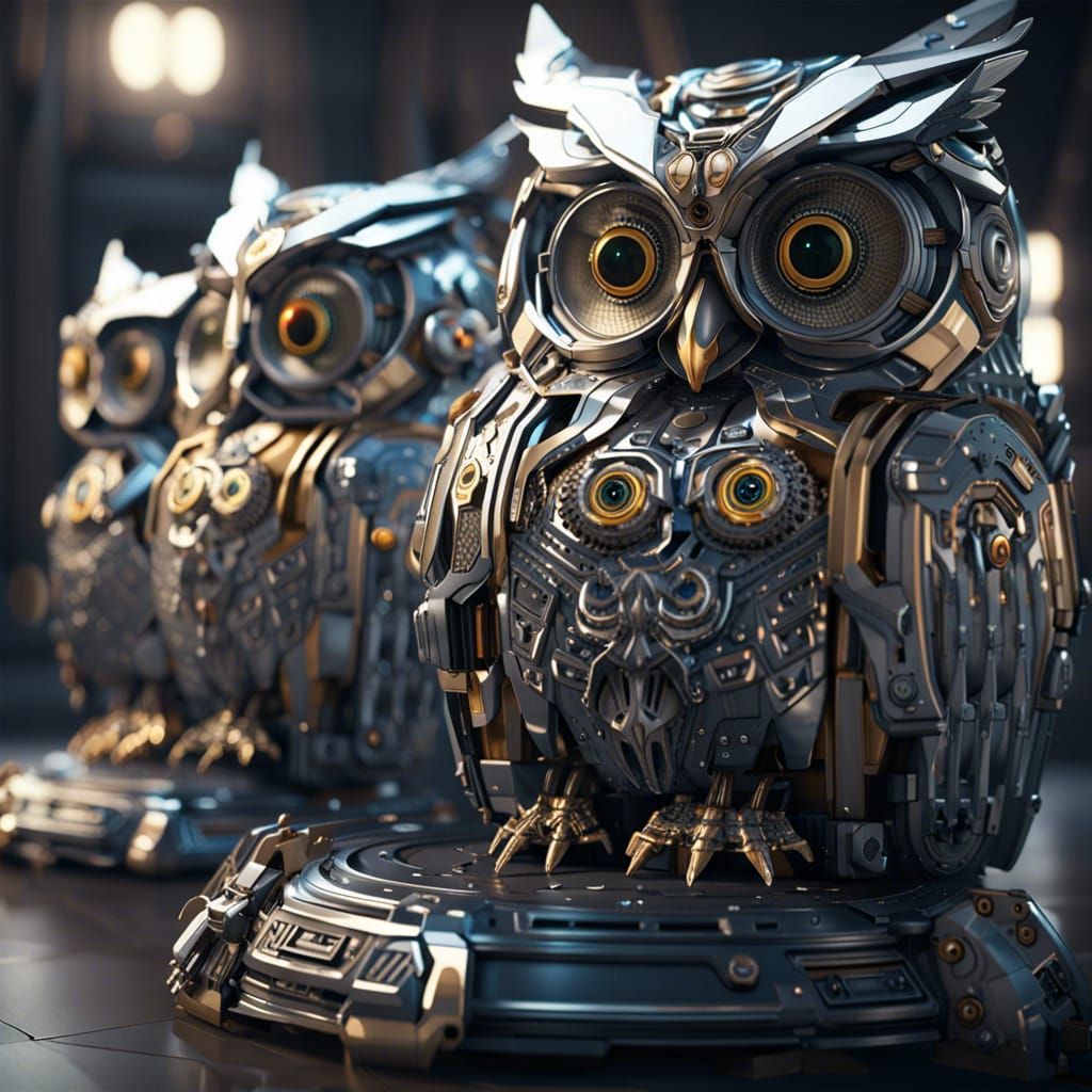 Mechanical Owl Parliament in Sci-Fi Setting