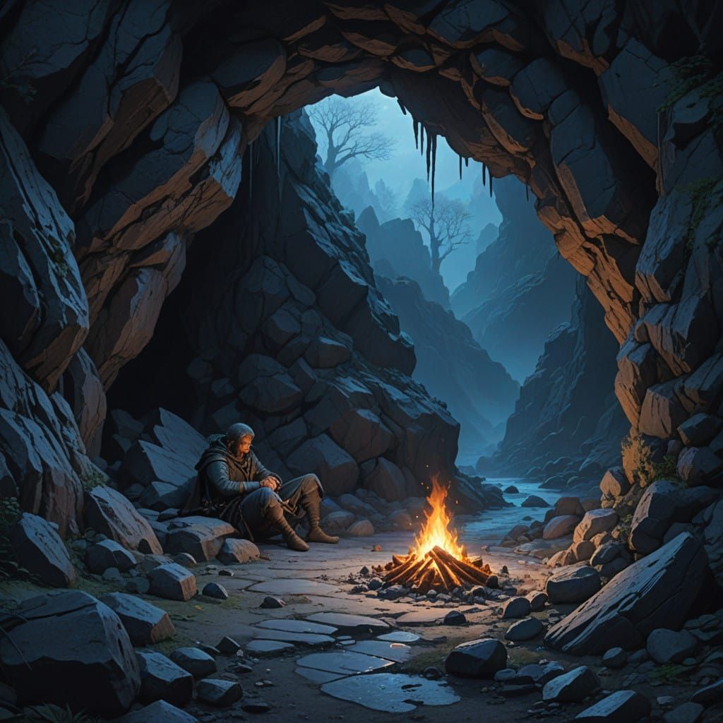 Medieval Fantasy Adventurer by the Campfire