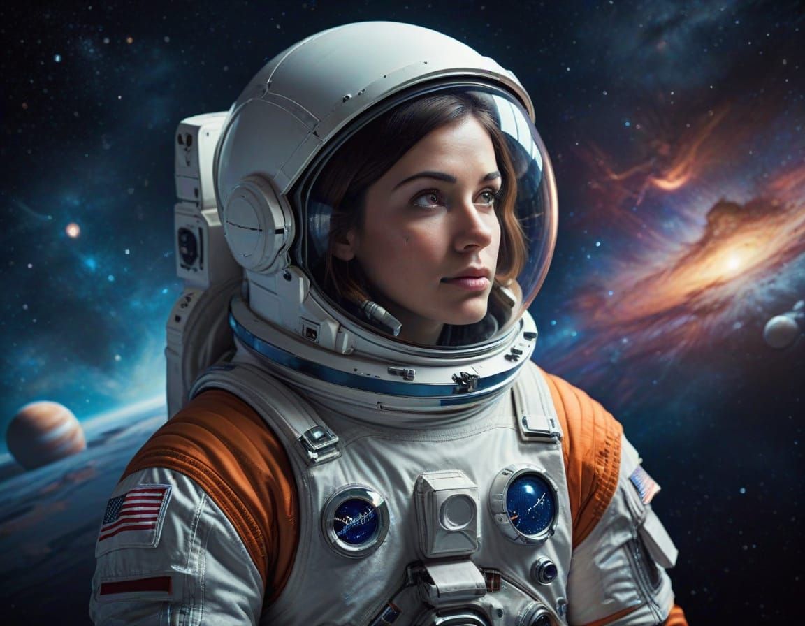 Youthful Astronaut in Cosmic Reflection