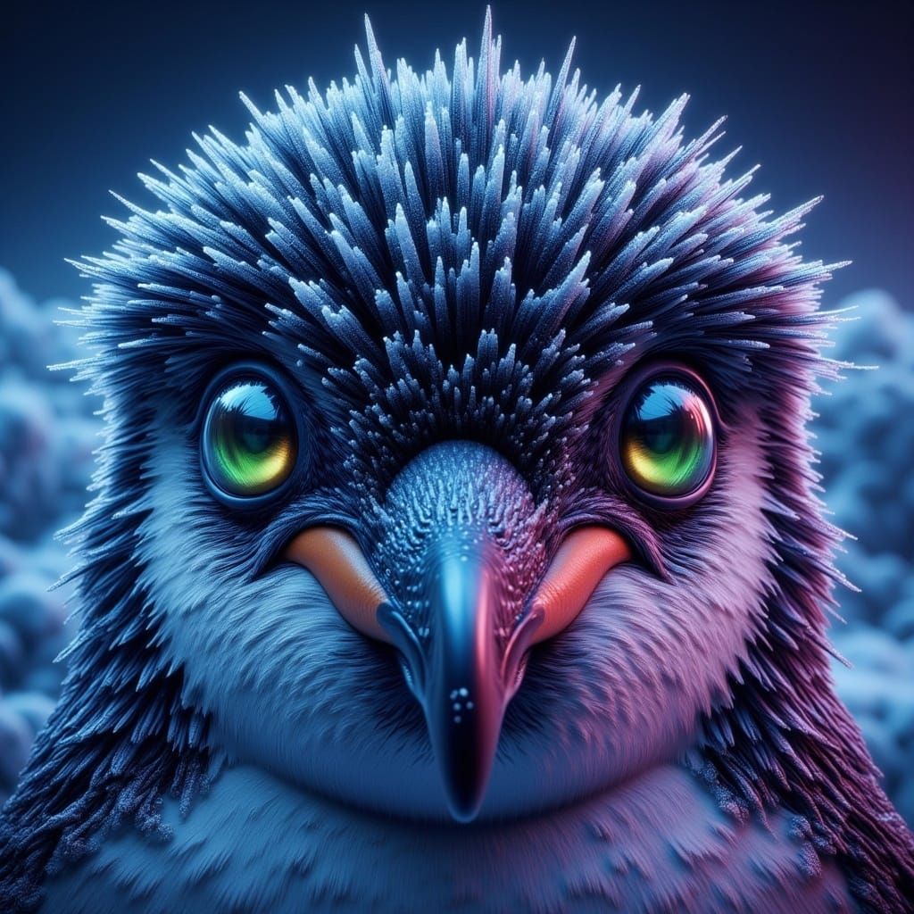 Emperor Penguin Face in Hyperrealistic Matte Painting
