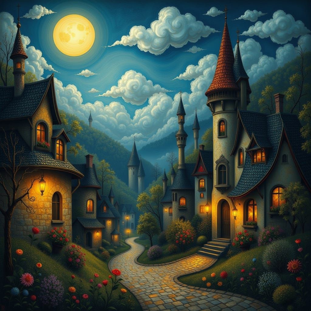 Dreamlike Cityscape at Dusk in Nocturne Aesthetic