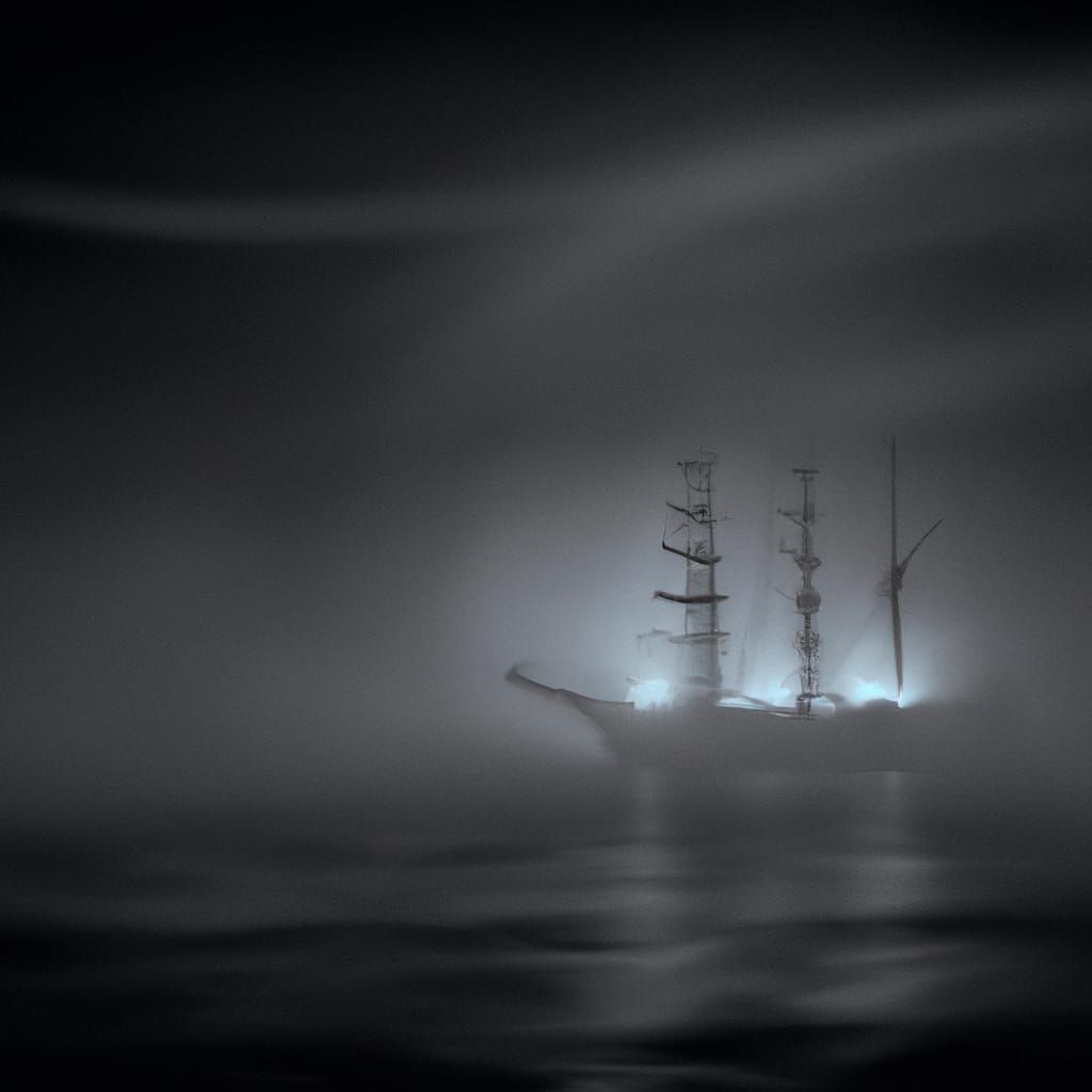 Ghost Ship Emerges from Midnight Mist