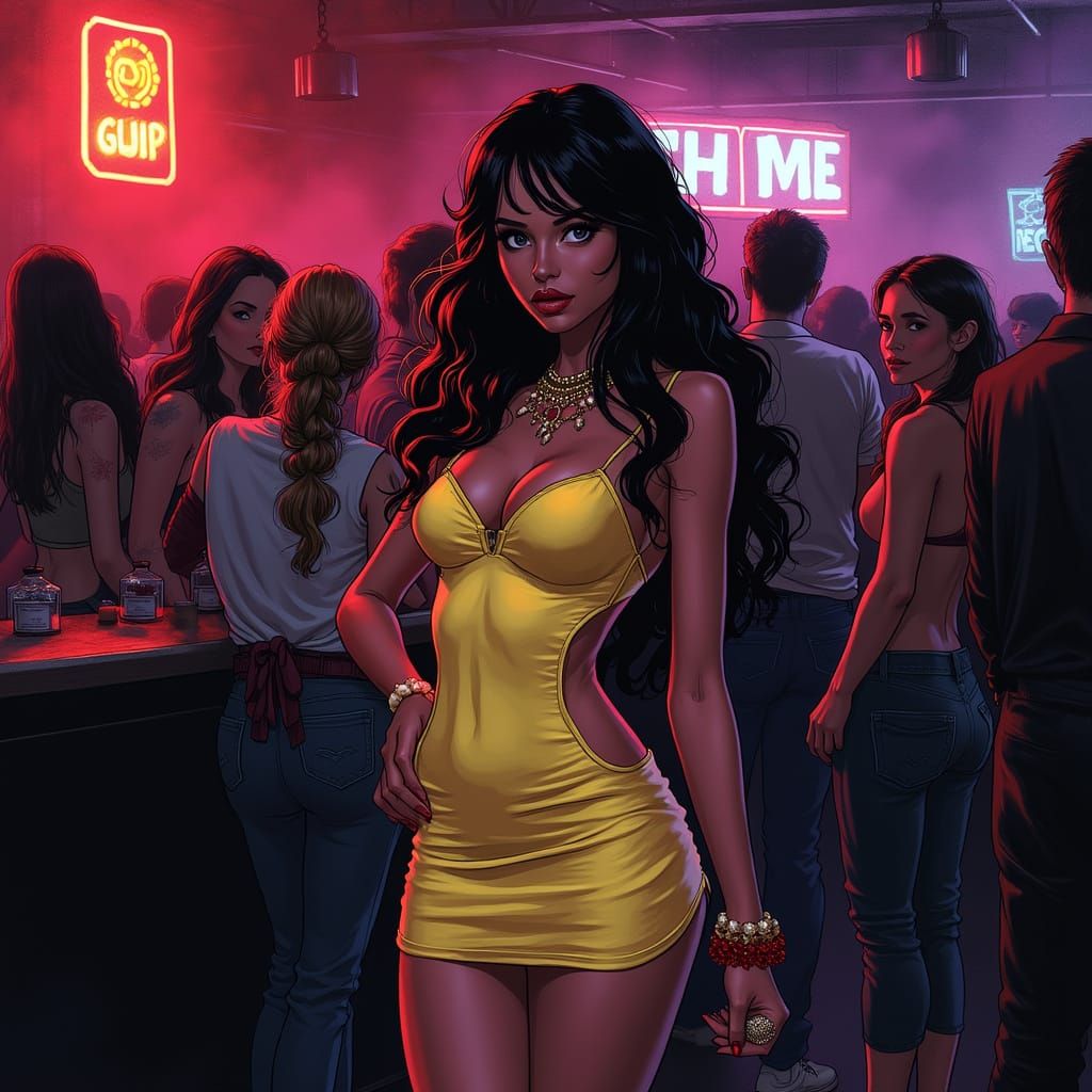 Nightclub Scene in Comic Art Style