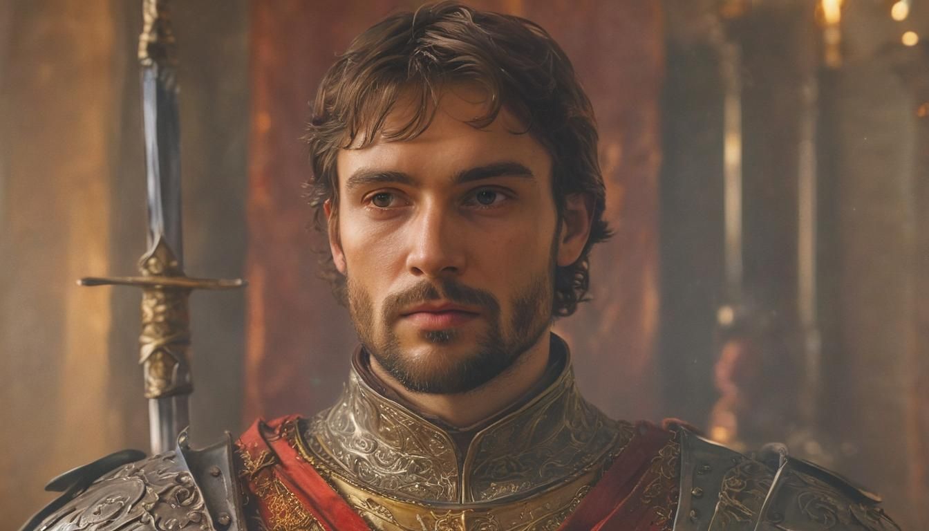 Renaissance Knight with Sword as Impasto Oil Painting