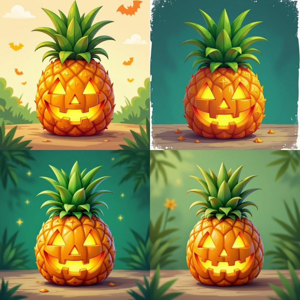 Cartoon Pineapple Jack-o'-Lantern: Summerween Delight