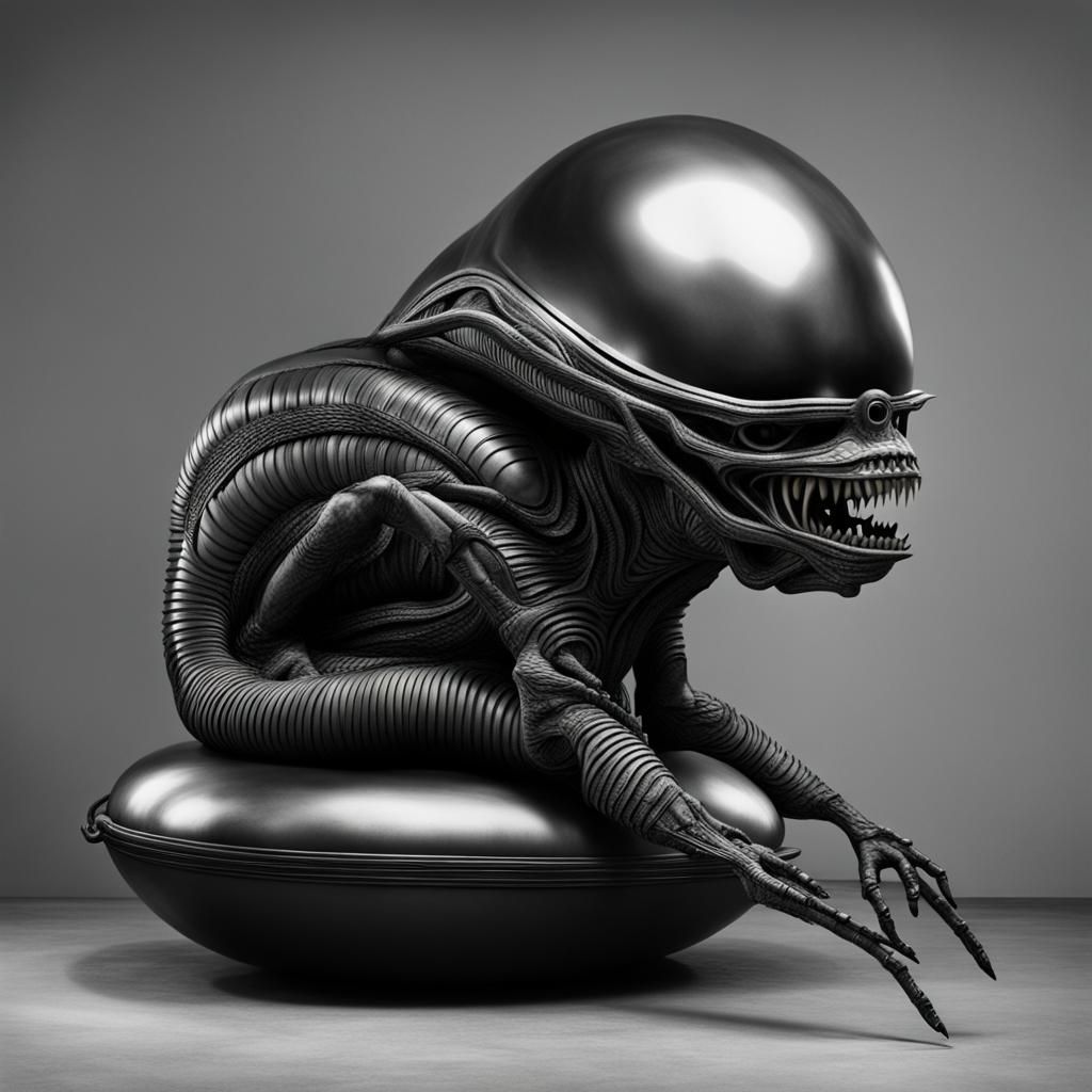Giger Alien Rides a Space Hopper
