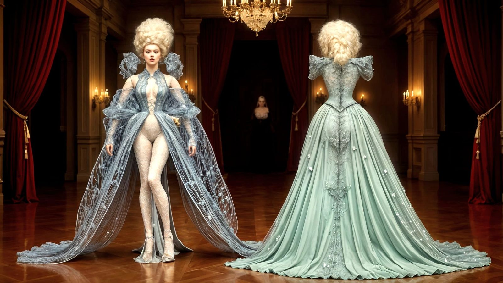 Ethereal Glass Thread Ballgown Fashion Illustration