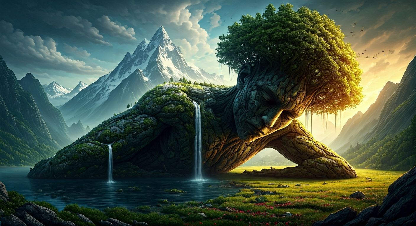 Ancient Village Rises From Giant Pencil in Surreal Landscape