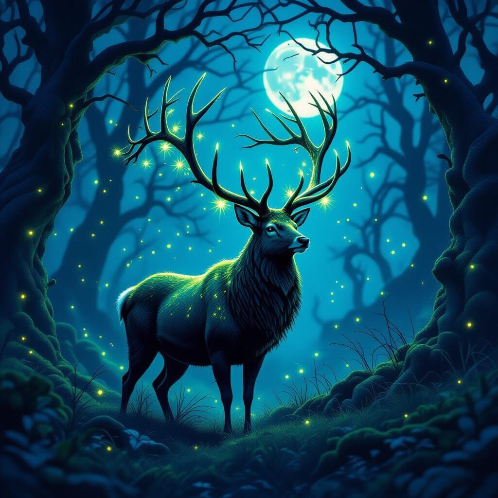 Majestic Stag in Enchanted Forest