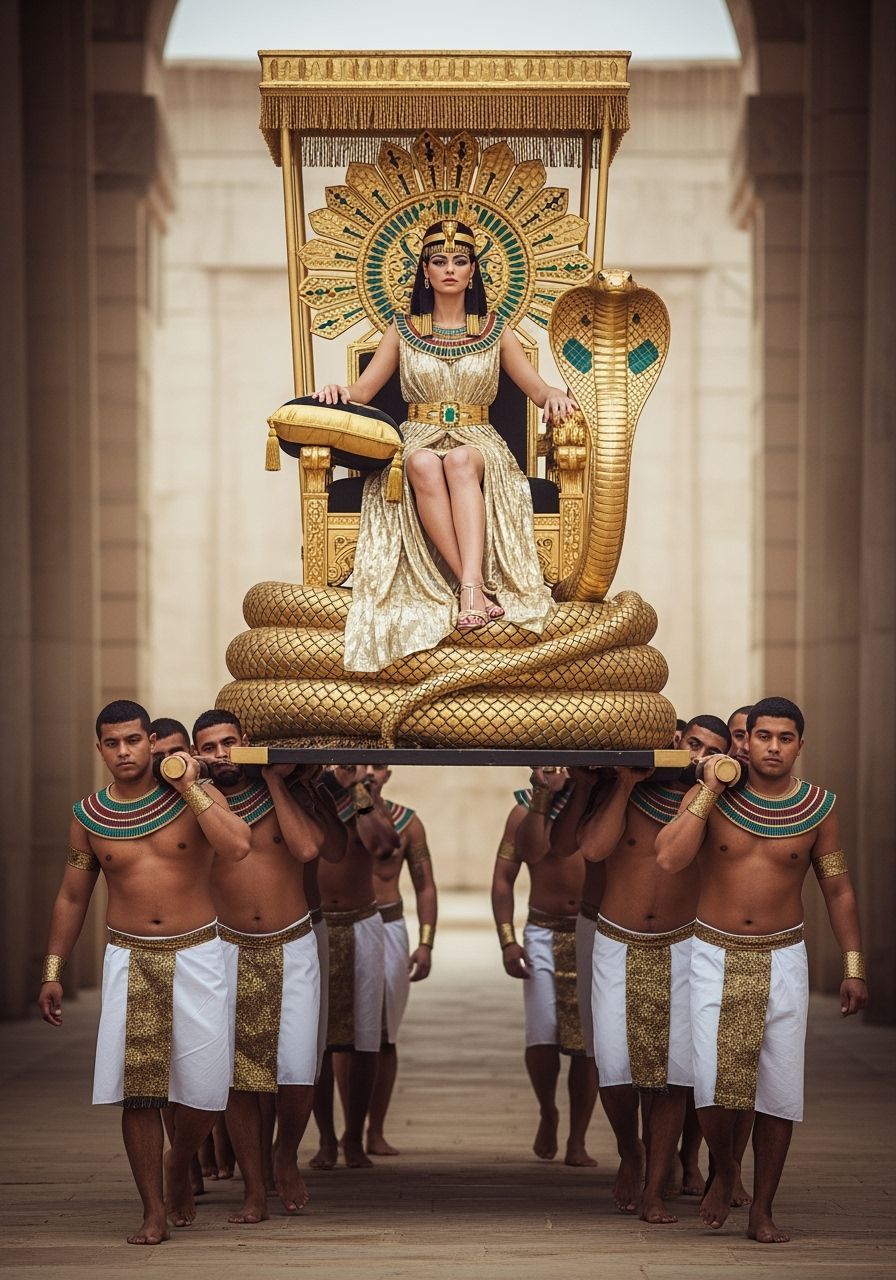 Egyptian Queen on Golden Throne, Professional Photography