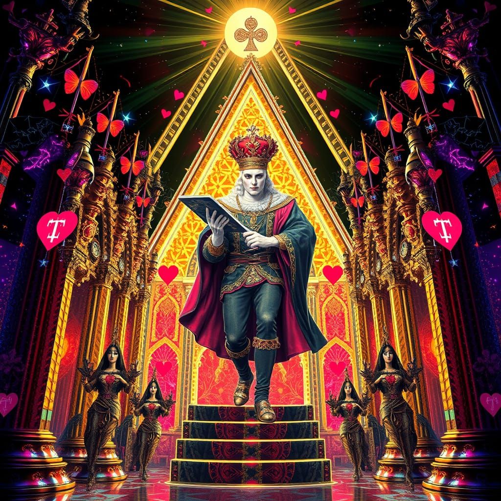 Jack of Spades Weds Queen of Hearts in Gothic Card Cathedral