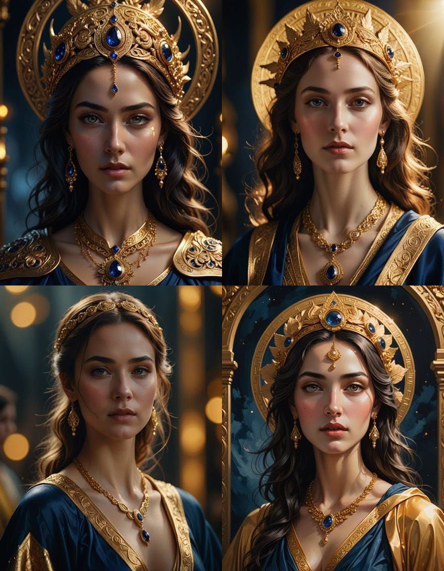 Goddess with Golden Halo in Religious Style