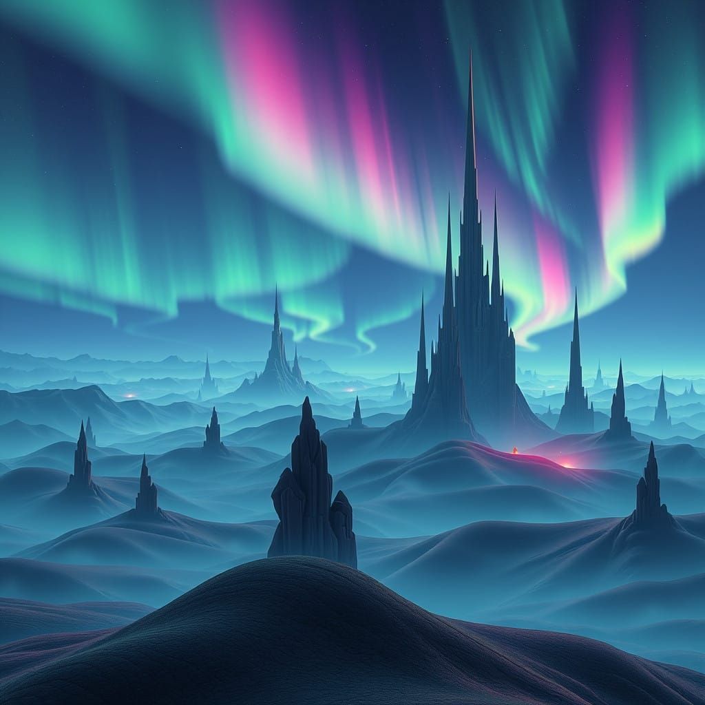 Ethereal Cityscape in Vibrant Digital Art