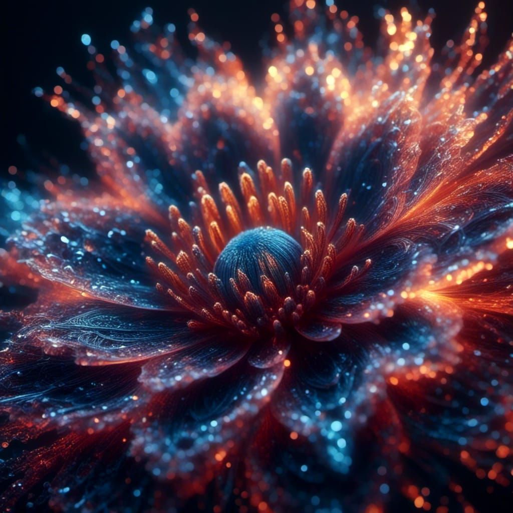 Ethereal Cosmic Flower in Hyperreal Detail