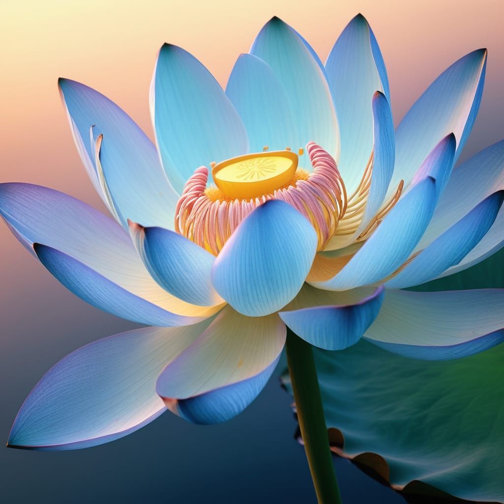 Ethereal Lotus Blooms in Vibrant Surrealism