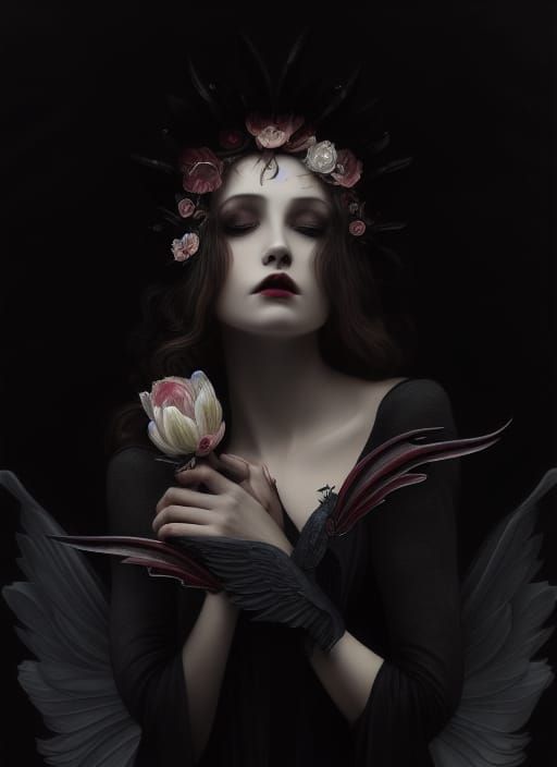 Vampire Goddess Portrait in Art Nouveau Style