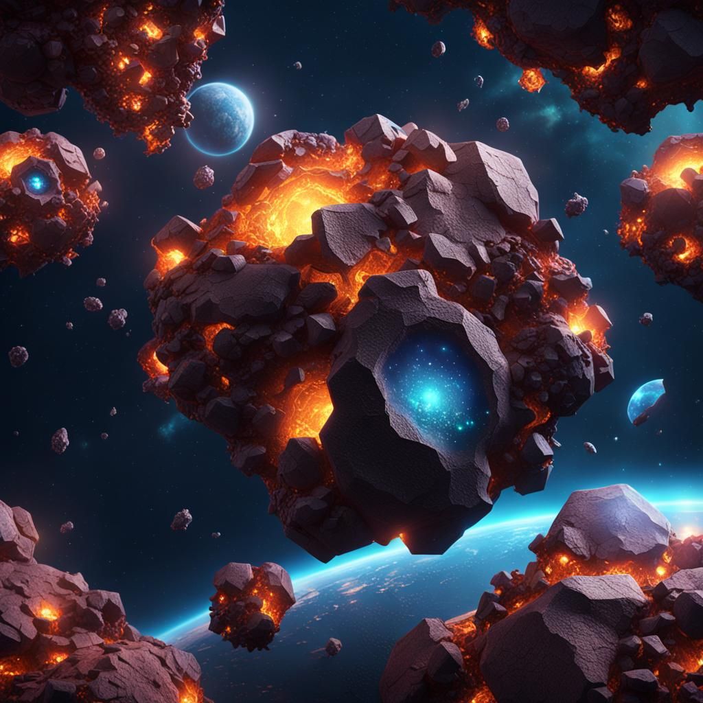 Hexagonal Diamonds from Asteroid Collision, Detailed Matte P...