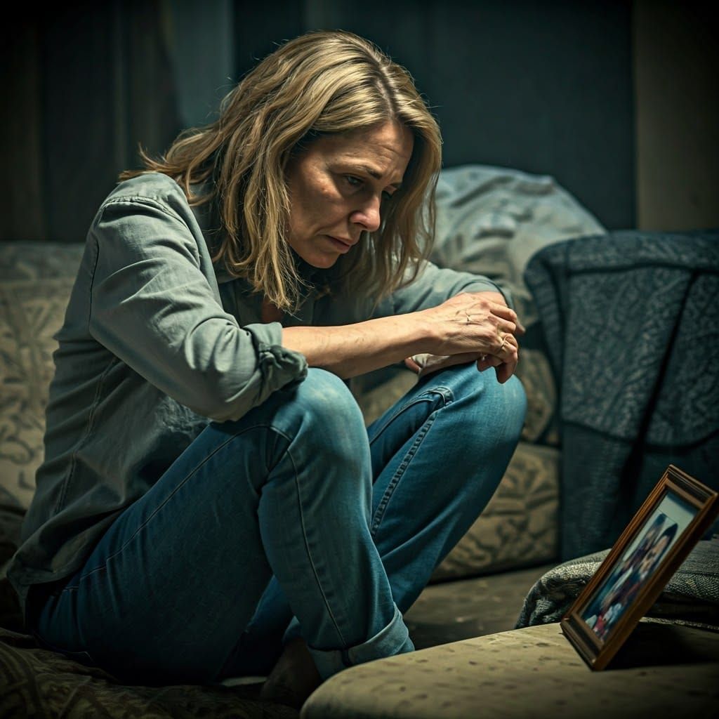 Sorrowful Woman in Dim Light: Cinematic Realism