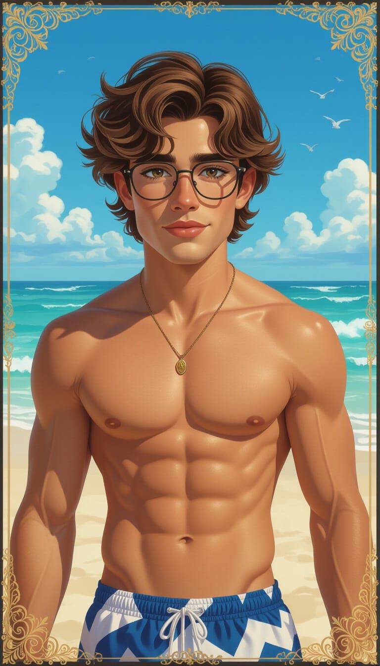 Young Man on Long Island Beach, Digital Matte Painting
