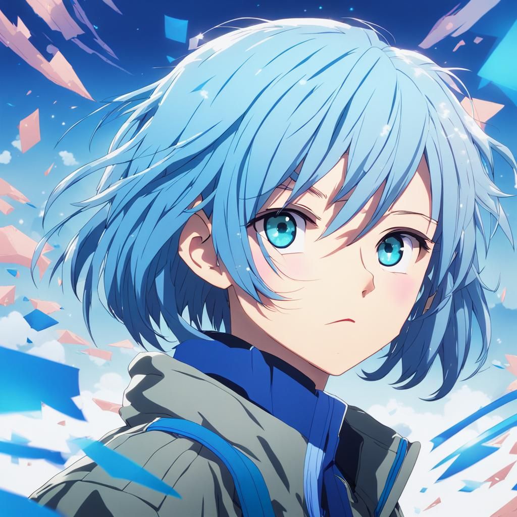 Anime Girl Miyuki with Blue Hair, Key Visual