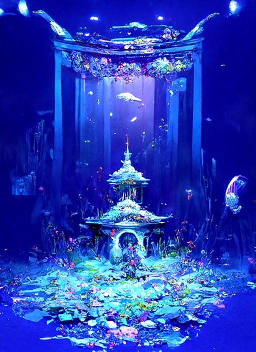 Underwater City Shrine with Coral Reef