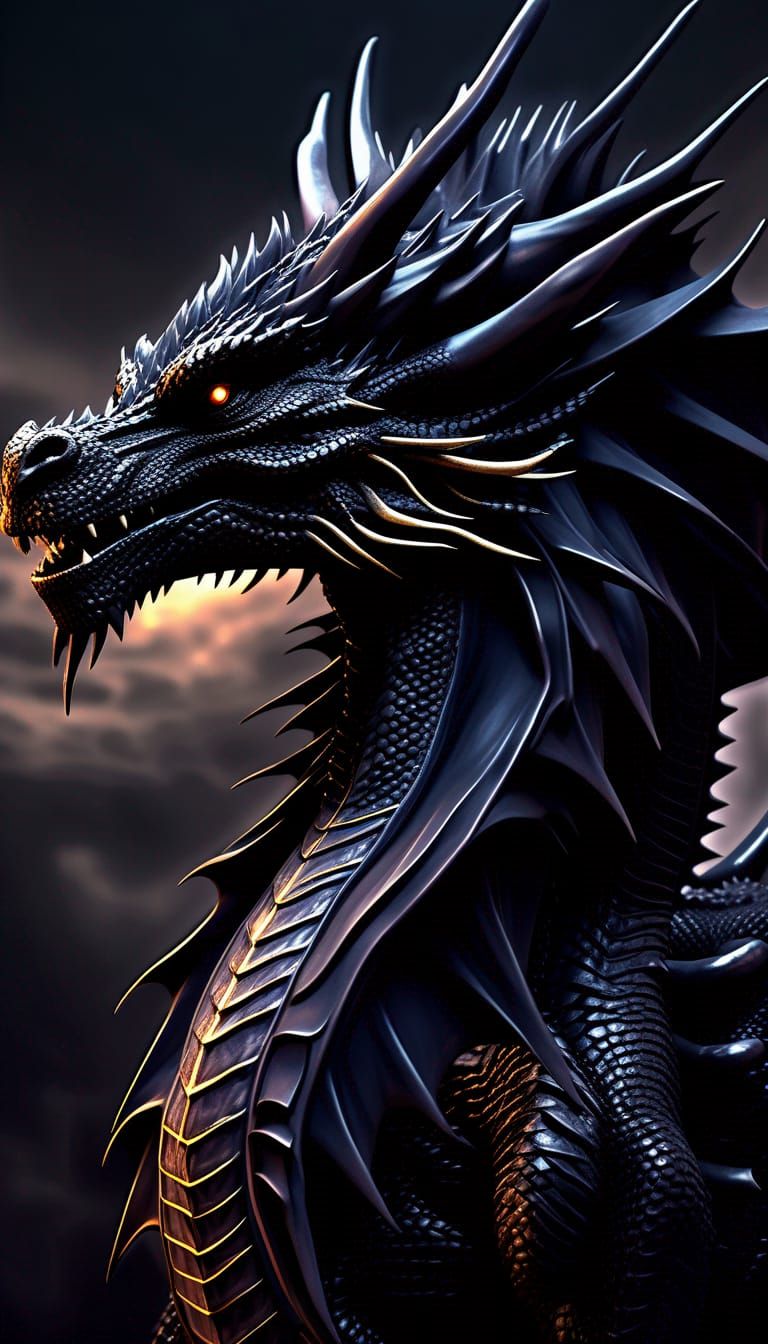 Epic Black Dragon God in Photorealistic Detail