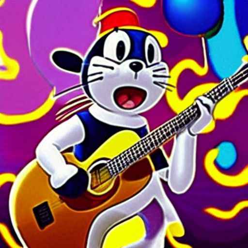 Doraemon Celebrates Birthday with Guitar and Sweets