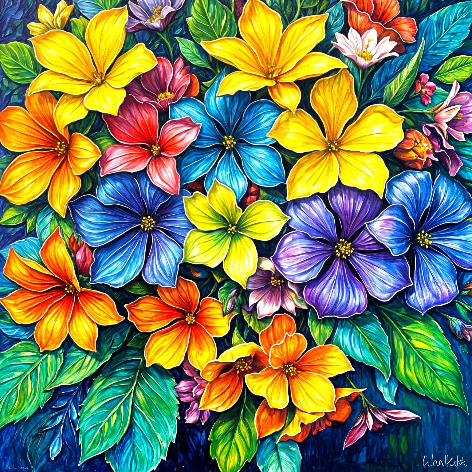 Impressive Floral Masterpiece in Vibrant Post-Impressionist....