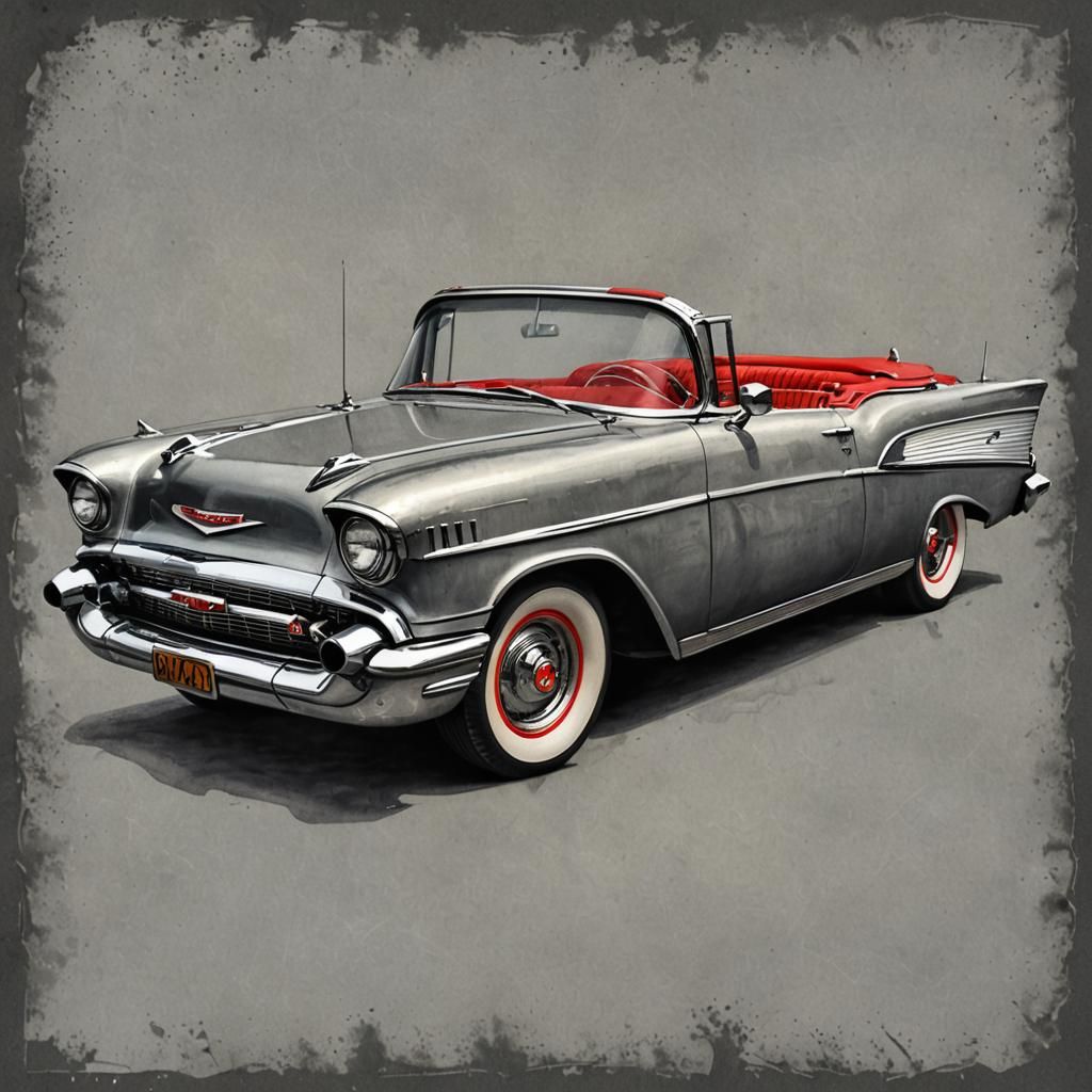 Hyperrealistic 1957 Chevy Convertible in Red