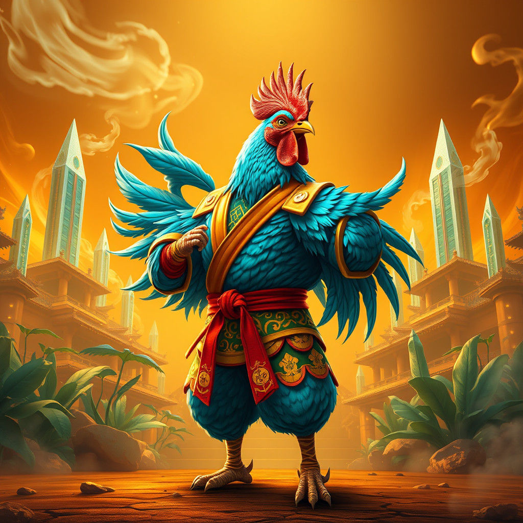 Chicken Karate Warrior in Dreamlike Arena