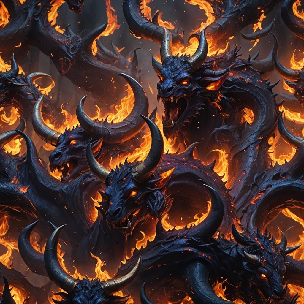 Blazing Demon Horns Materialize in Mystical Atmosphere