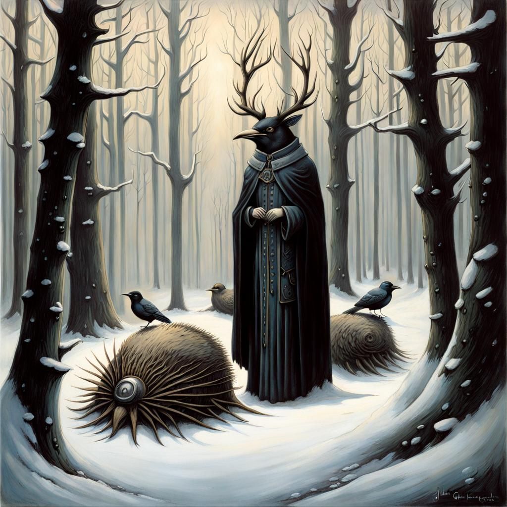 Dreamcore Winter Forest in Expressionist Style