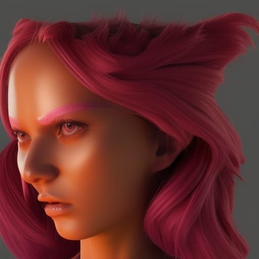 Fiery Phoenix Girl: 3D Rendered Artstation Image