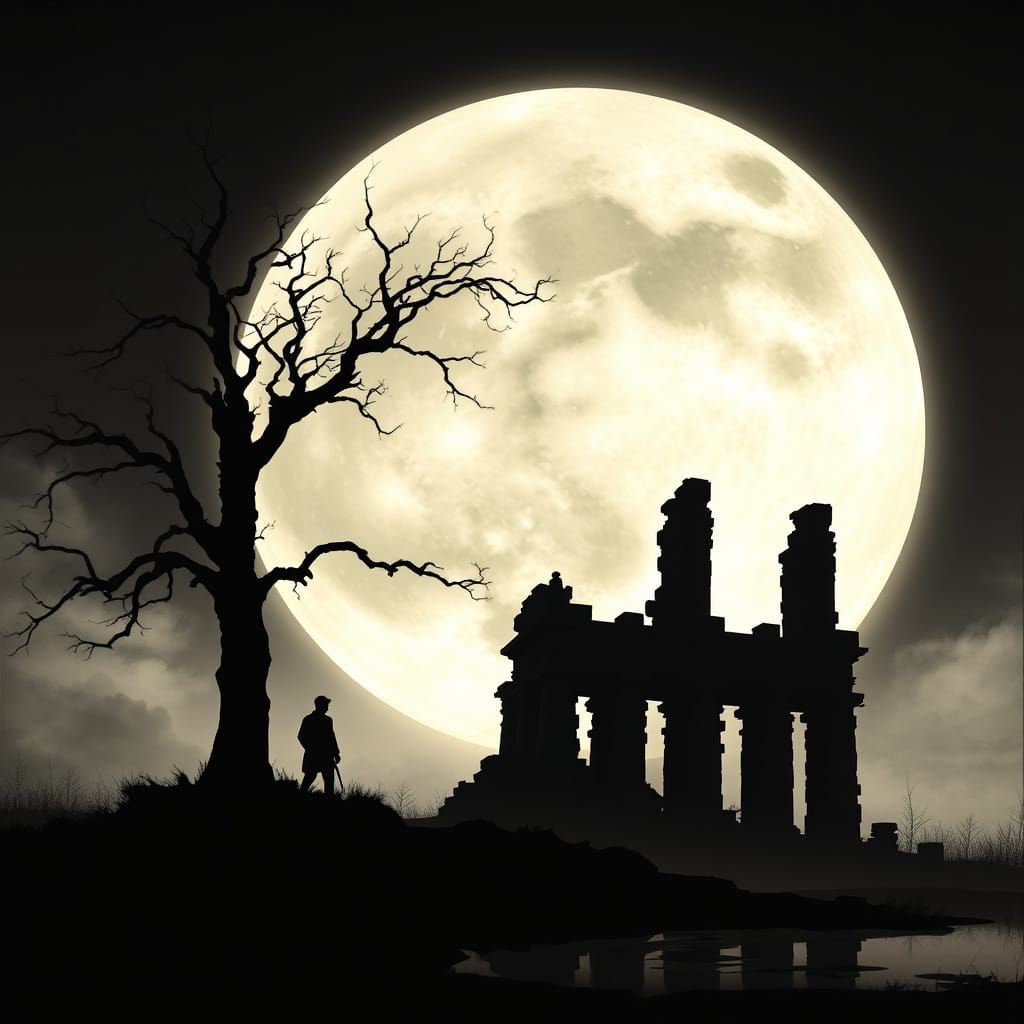Mystical Moonlit Silhouettes in Dramatic Backlight