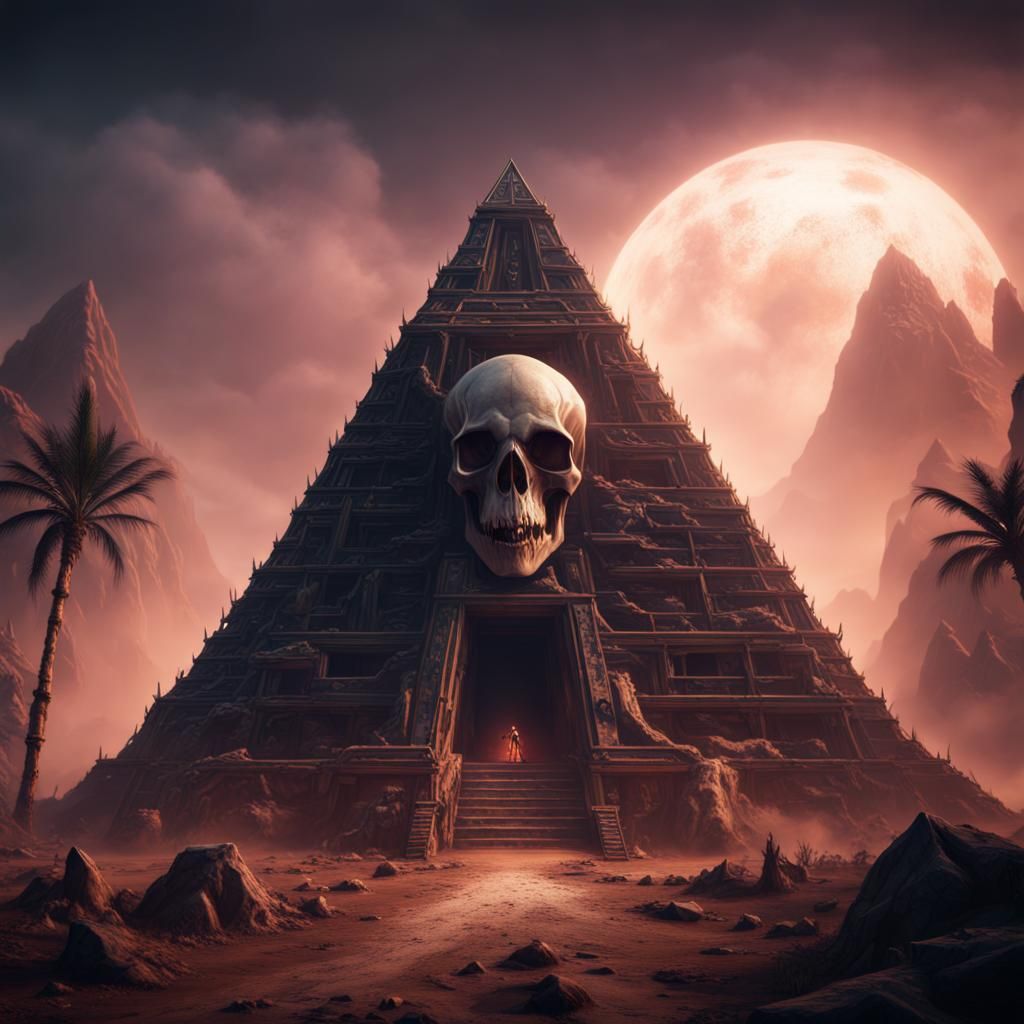 Evil Pyramid with Giant Skull Entrance
