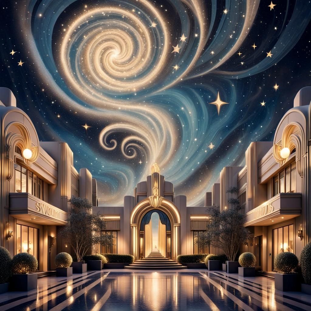 Elegant Art Deco Evening Sky with Stardust