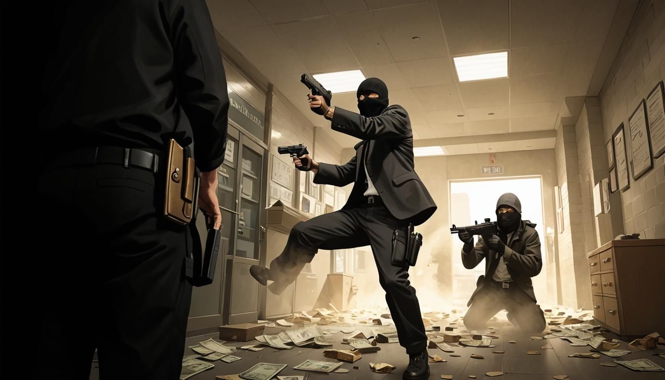 Bank Robbery in Drawn Style