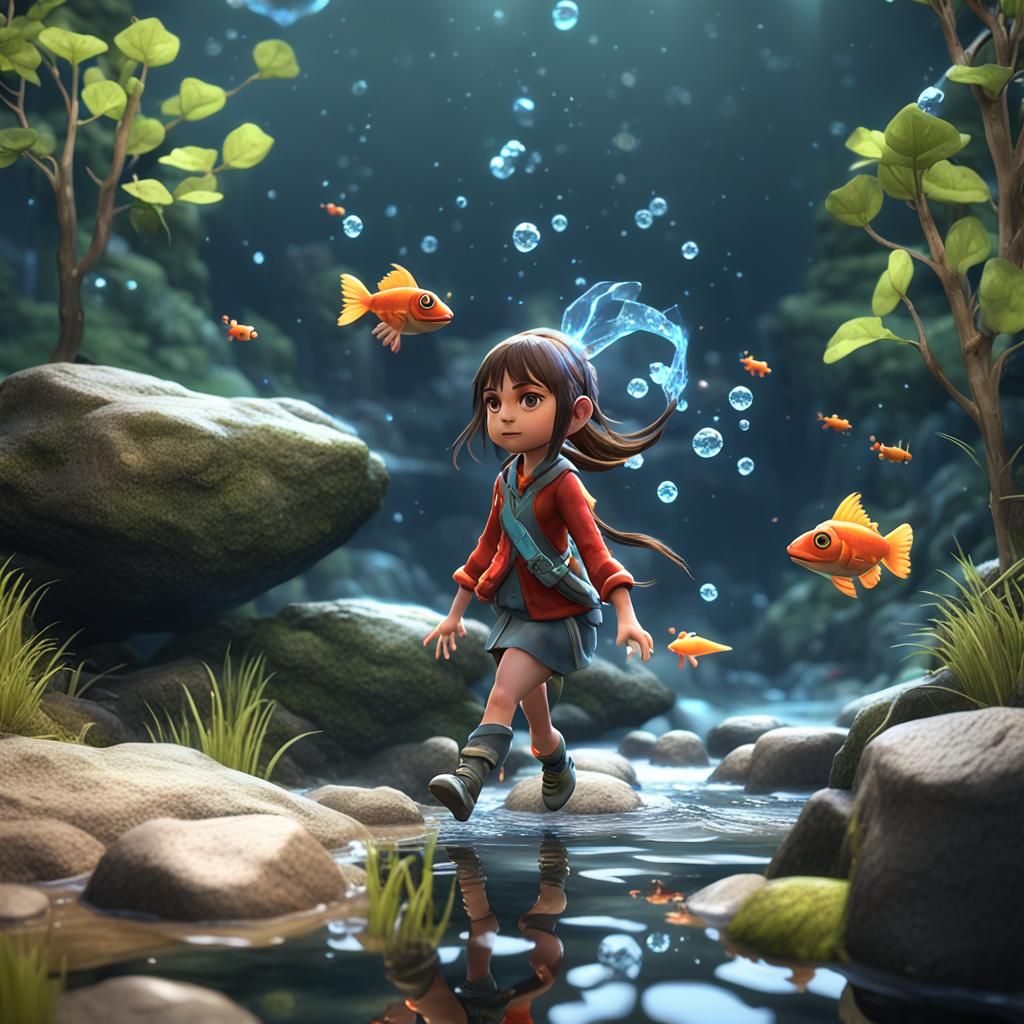 Luna's Crystal Stream Adventure: 3D Game Art
