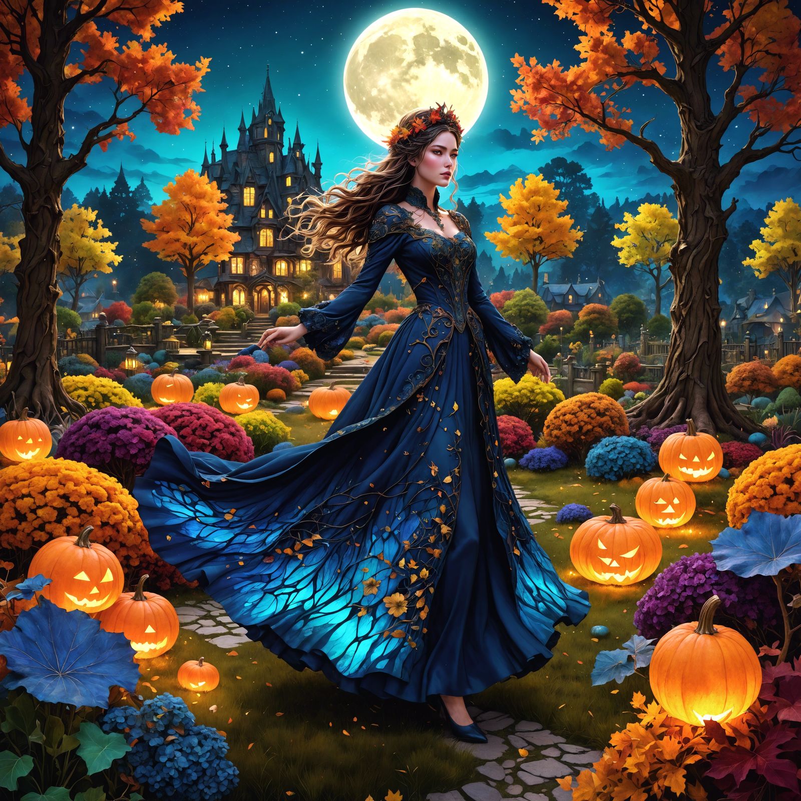 Night Maiden Garden: Alcohol Ink Fantasy Concept Art