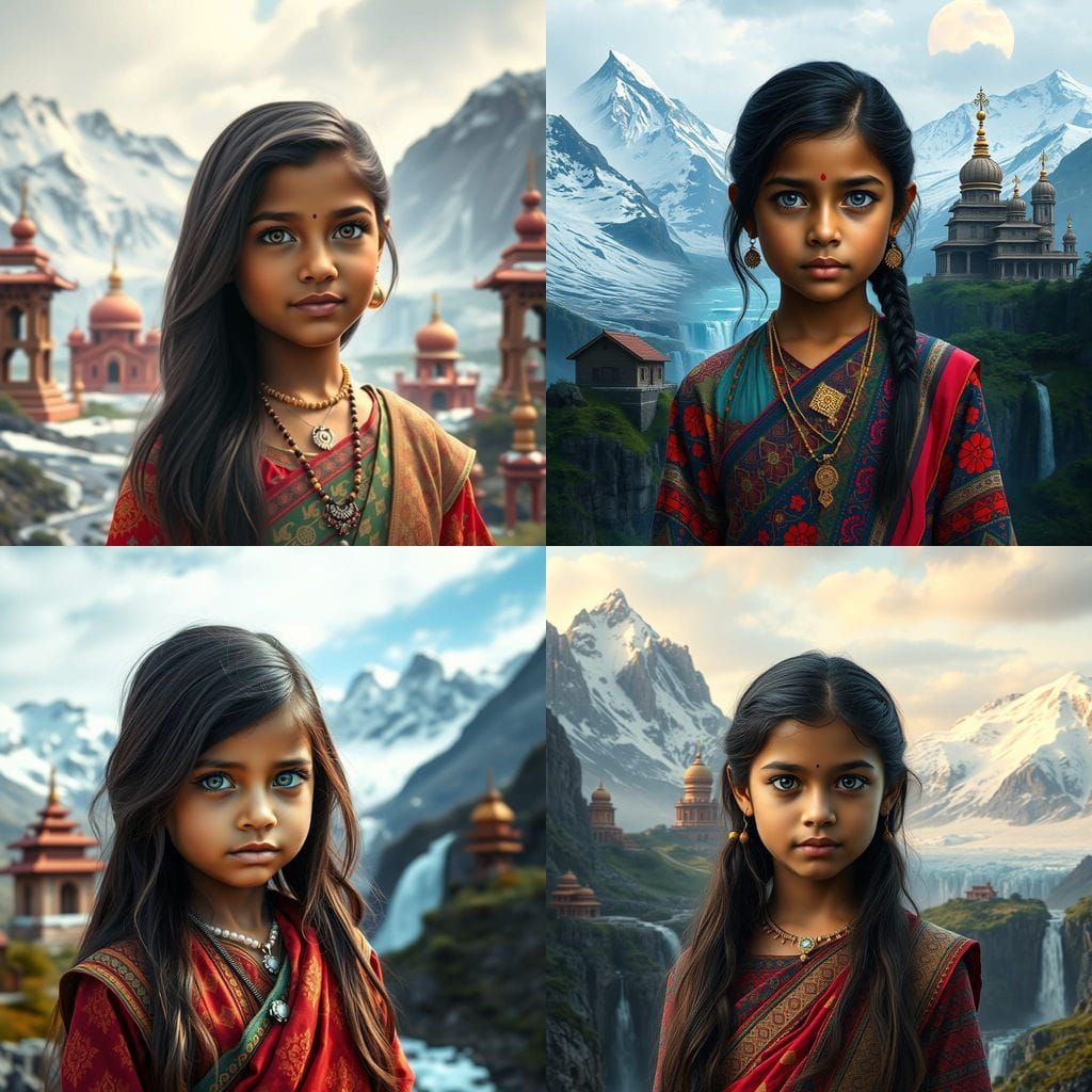 Hyper-Realistic Girl with Mixed Heritage in Stunning Cultura...