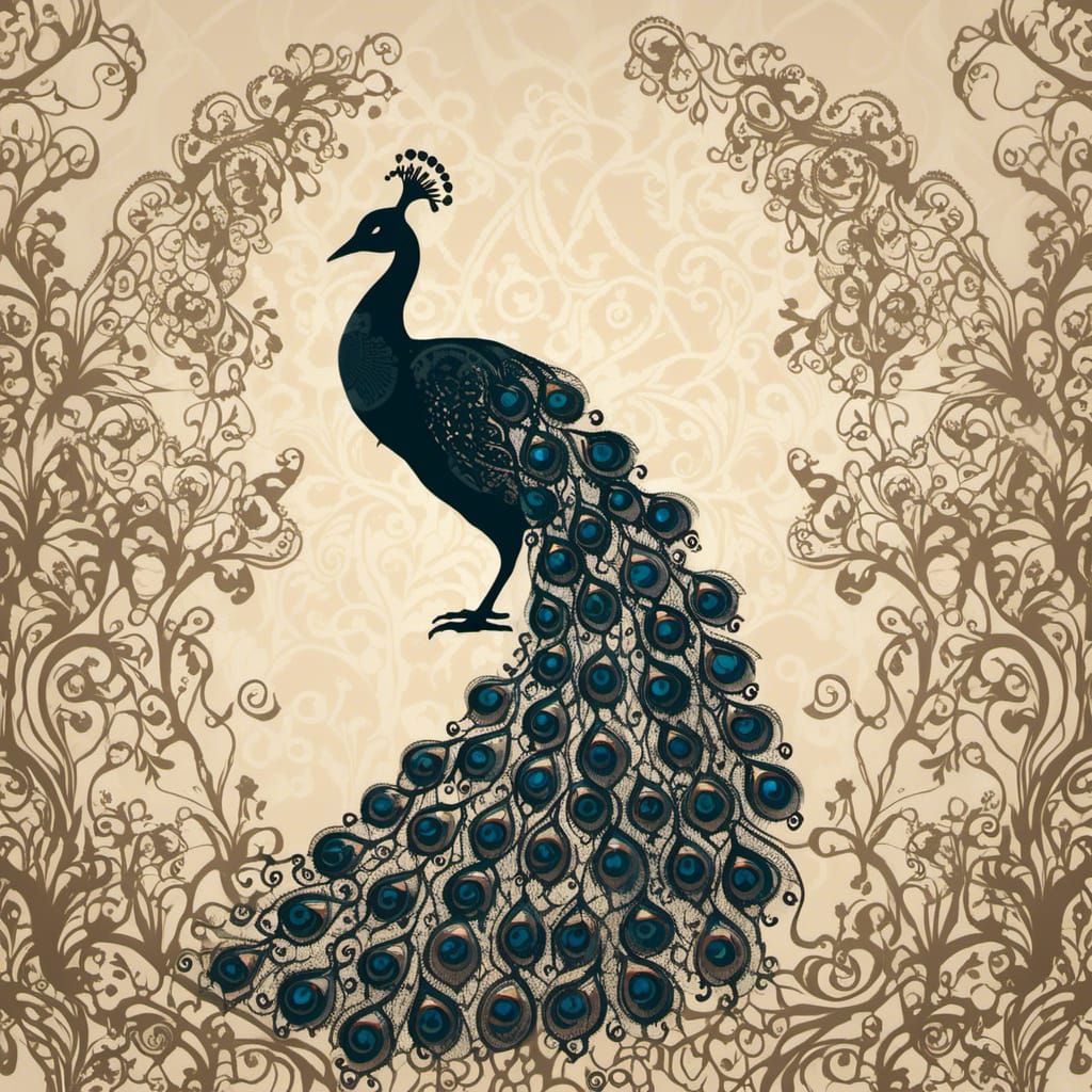 Lace Peacock Silhouette Art