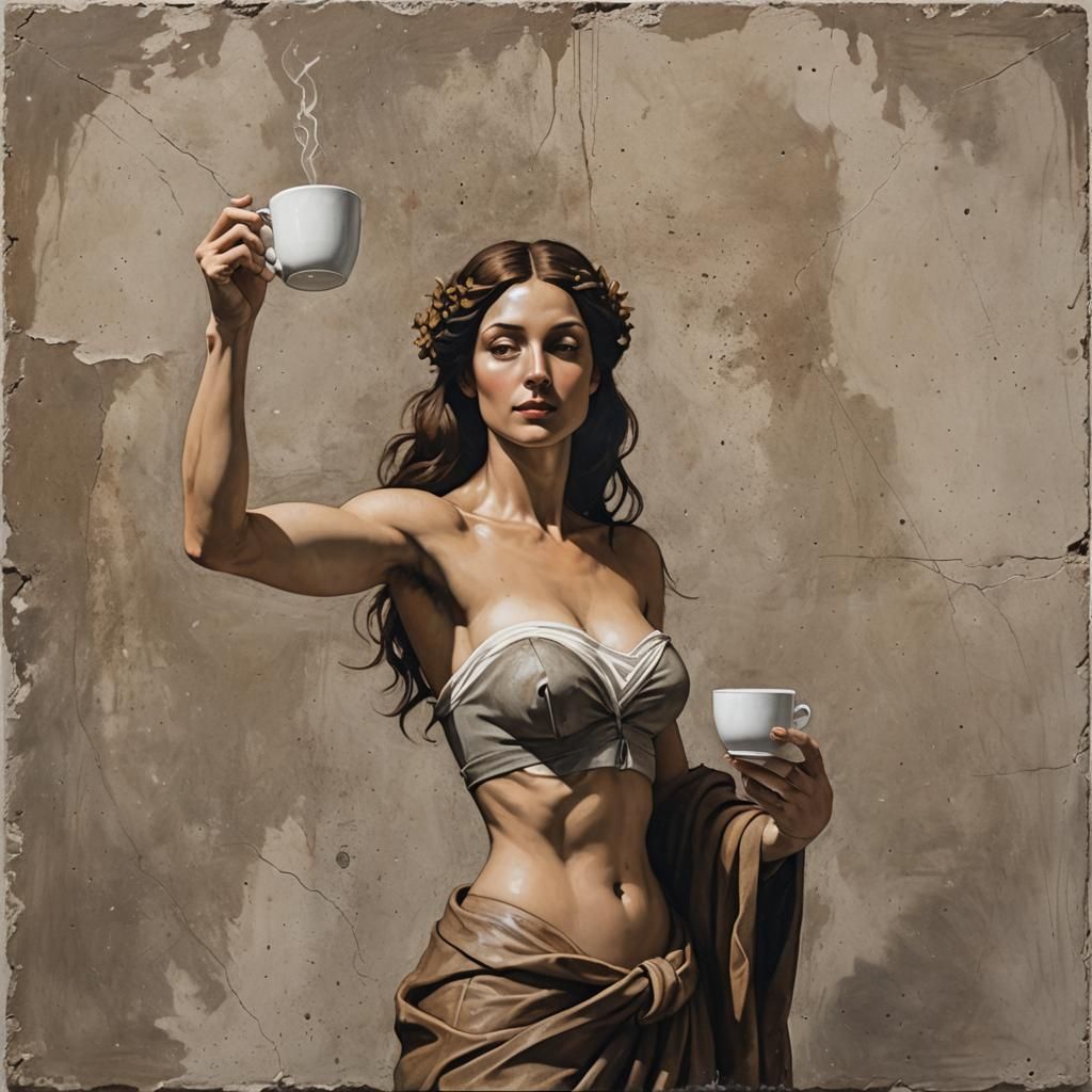 Renaissance Woman Reaching for Coffee Cup